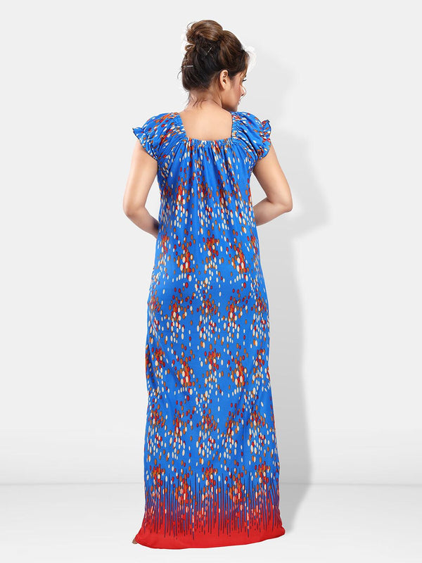 Be You Abstract Printed Square Neck Satin Maxi Nightdress
