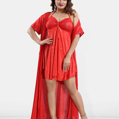 Be You Satin Shoulder Straps Baby Dolls With Robe