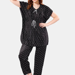 Be You Geometric Printed Satin Night Suit