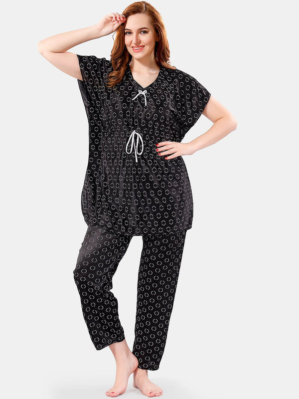 Be You Geometric Printed Satin Night Suit