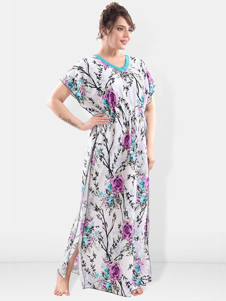 Be You Floral Printed Satin Maxi Kaftan Nightdress