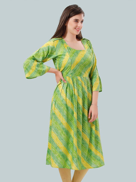 Be You Women Striped Bell Sleeves Maternity Kurta