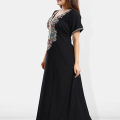 Be You Ethnic Motifs Embroidered Maxi Nightdress