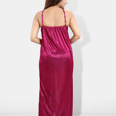 Be You Pack Of 6 Satin Maxi Wrap Nightdress With Lingerie Set