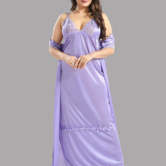 Be You Lavender Satin Maxi Shoulder Straps Nightdress