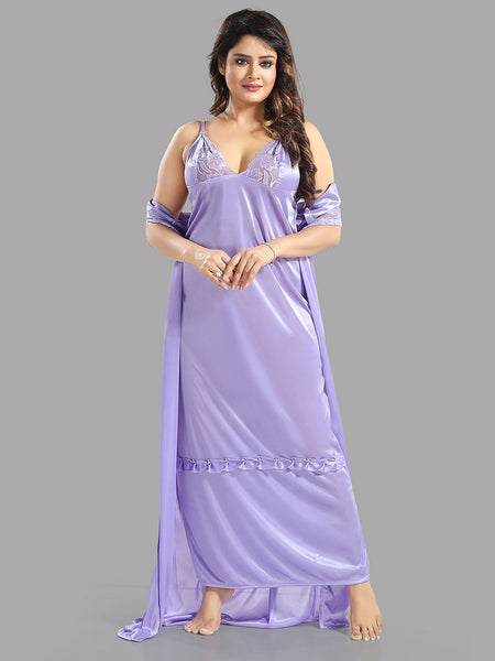 Be You Lavender Satin Maxi Shoulder Straps Nightdress