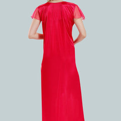 Be You Square Neck Lace Up Details Satin Maxi Nightdress With Robe