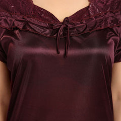 Be You V-Neck Short Sleeves Satin Maxi Regular Nightdress