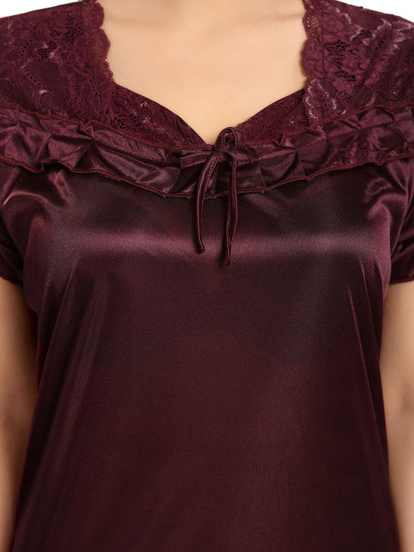 Be You V-Neck Short Sleeves Satin Maxi Regular Nightdress