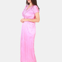 Be You Floral Lace Shoulder Straps Satin Maxi Nightdress With Robe