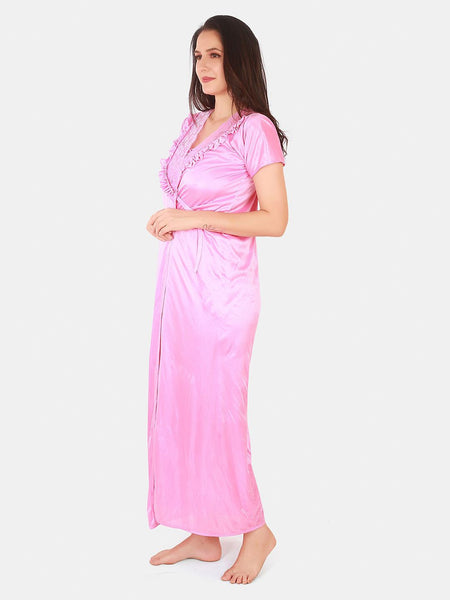 Be You Floral Lace Shoulder Straps Satin Maxi Nightdress With Robe