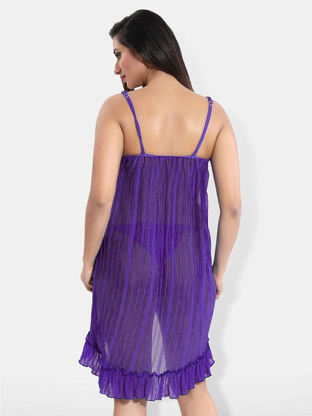Be You Net Striped Baby Doll & Briefs