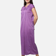 Be You Women Purple Striped Maxi Maternity Nightdress