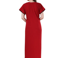 Be You Red Embroidered Maxi Nightdress