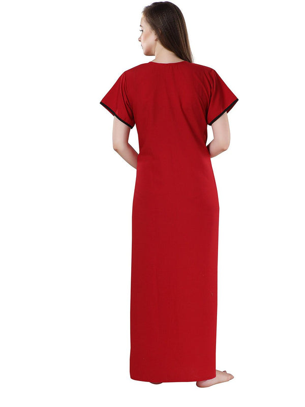 Be You Red Embroidered Maxi Nightdress