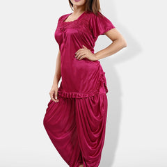 Be You Short Sleeves Lace Satin Top & Patiyala