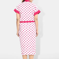 Be You Women Polka Dots Printed Terry Cotton Bath Robe With Belt