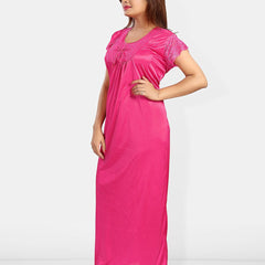Be You Self Design Satin Maxi Nightdress