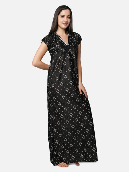 Be You Printed Satin Maternity Maxi Nightdress