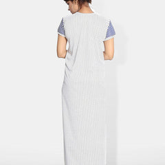 Be You Printed Satin V-Neck Maternity Maxi Nightdress