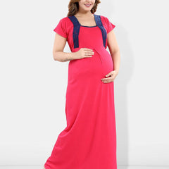Be You Solid Short Sleeves Maxi Nightdress