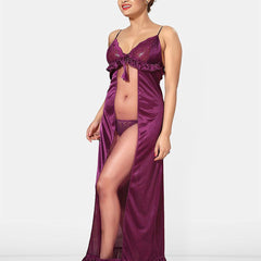 Be You Women Solid Maxi Nightdress