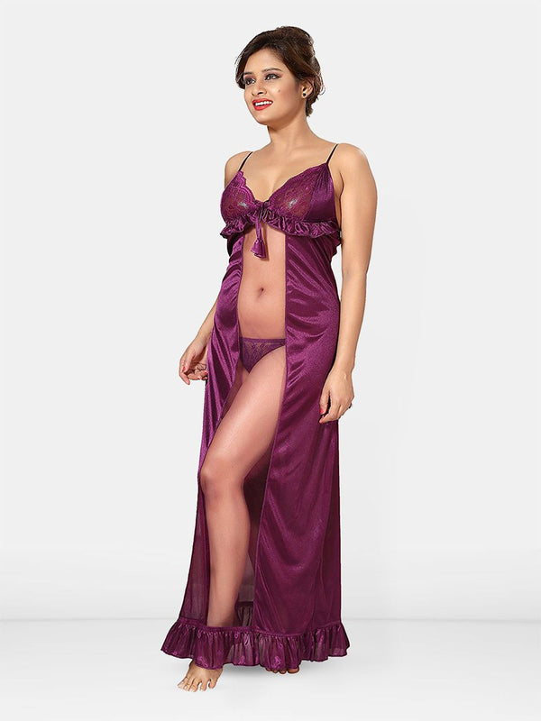 Be You Women Solid Maxi Nightdress