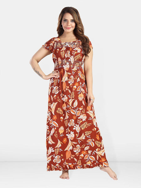 Be You Floral Printed Square Neck Maxi Nightdress