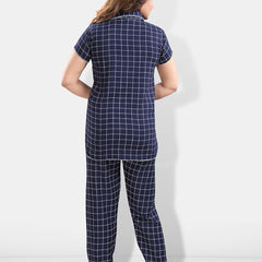 Be You Lapel Collar Checked Night suit