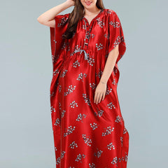 Be You Red Printed Maxi Kaftan Nightdress