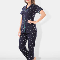 Be You Women 2 Black & White Conversational Printed Night suit