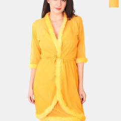 Be You Sleeveless Net Nightdress With Robe