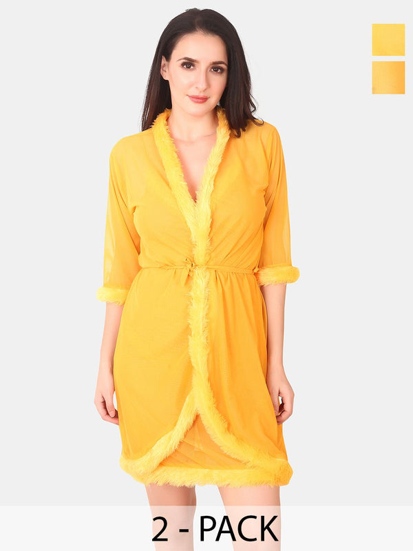 Be You Sleeveless Net Nightdress With Robe