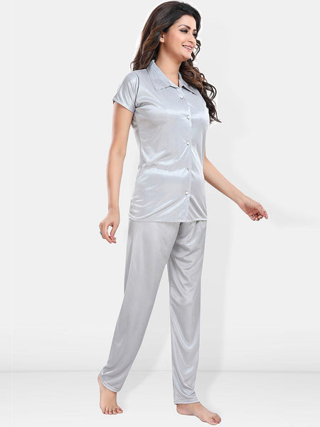 Be You Lapel Collar Satin Night suit