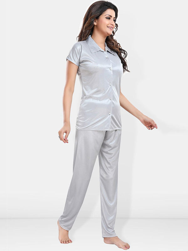 Be You Lapel Collar Satin Night suit