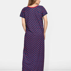 Be You Satin Polka Dots Printed Maxi Nightdress