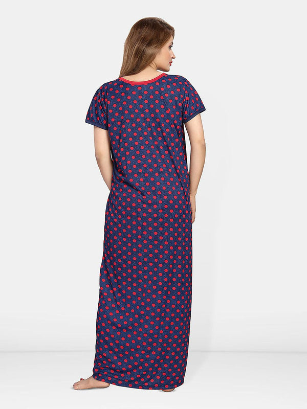 Be You Satin Polka Dots Printed Maxi Nightdress