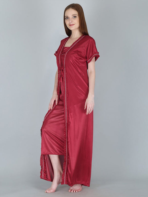 Be You Maroon Maxi Nightdress