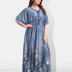 Be You Floral Printed Satin Maxi Kaftan Nightdress