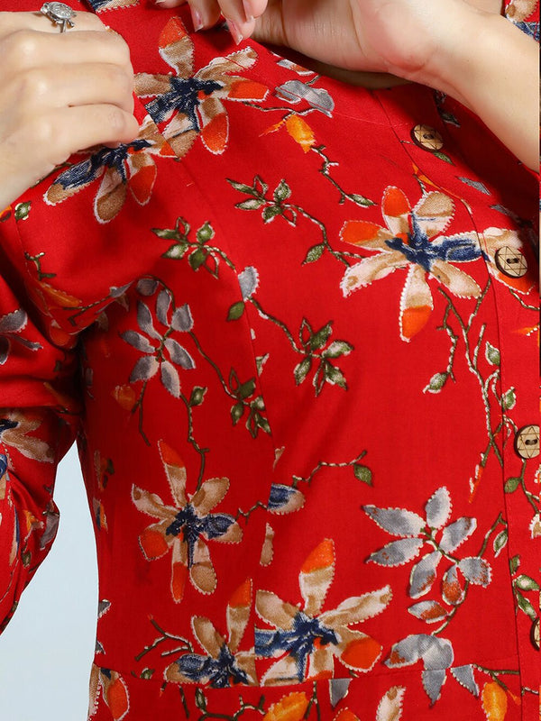 Be You Floral Printed Maternity Straight Kurta