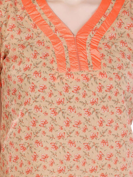 Be You Women Orange Printed Maxi Nightdress