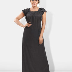 Be You Polka Dots Printed Square Neck Satin Maxi Nightdress