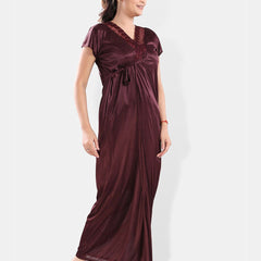 Be You Shoulder Straps Satin Night Suit With Robe