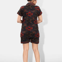 Be You Pack Of 2 Lapel Collar Abstract Printed Night Suits