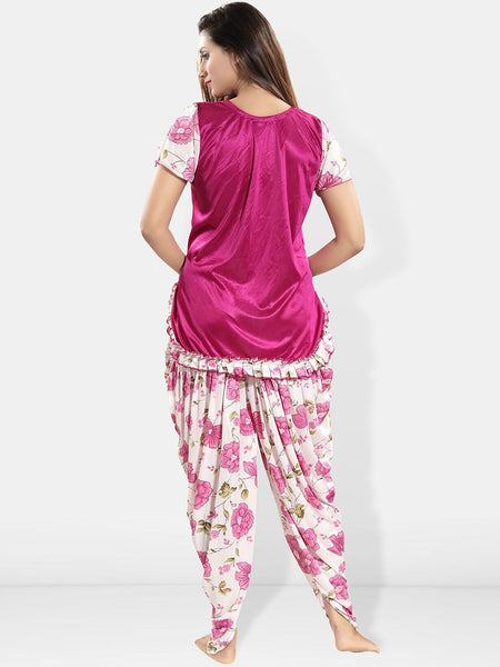 Be You Square Neck Short Sleeves Satin Night suit