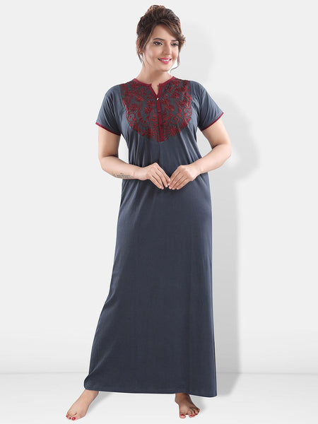 Be You Floral Embroidered Maxi Nightdress