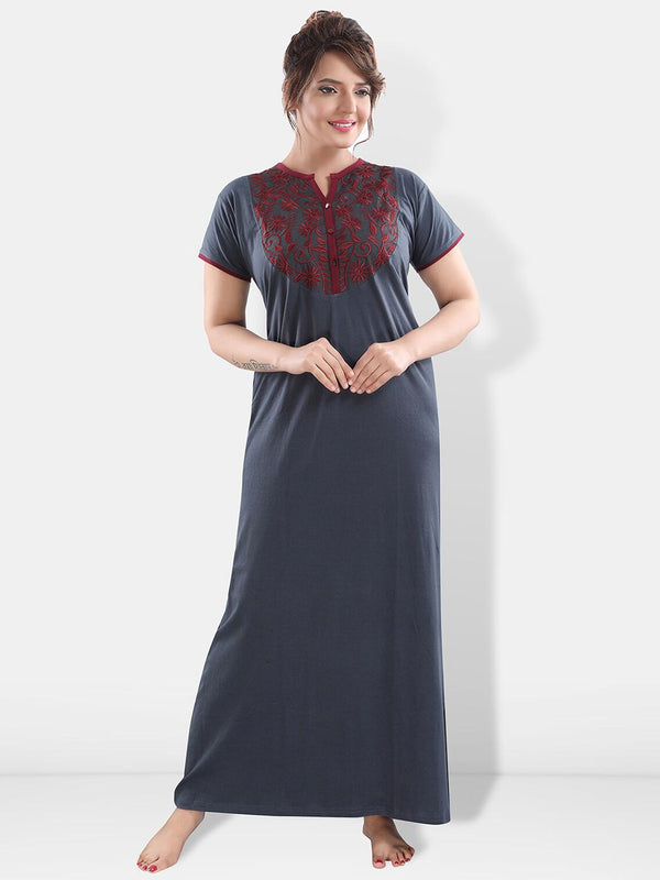 Be You Floral Embroidered Maxi Nightdress