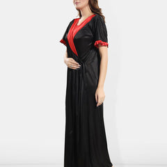 Be You Shoulder Straps Satin Wrap Nightdress With Robe