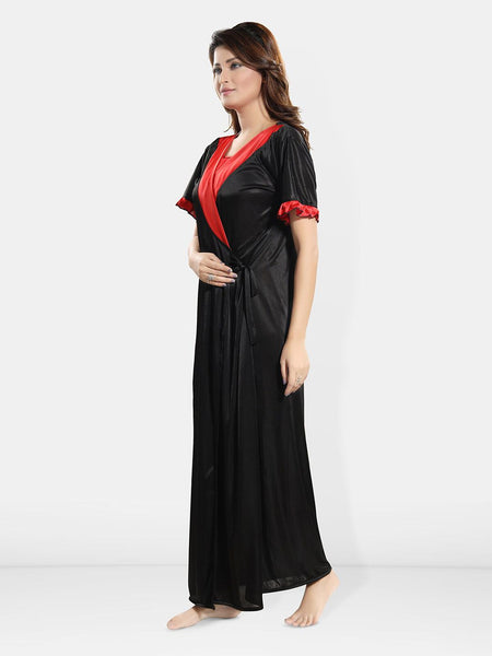 Be You Shoulder Straps Satin Wrap Nightdress With Robe