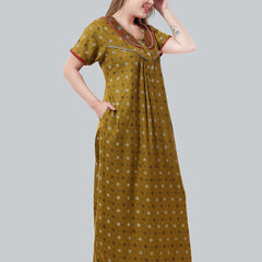 Be You Mustard Embroidered Maxi Nightdress